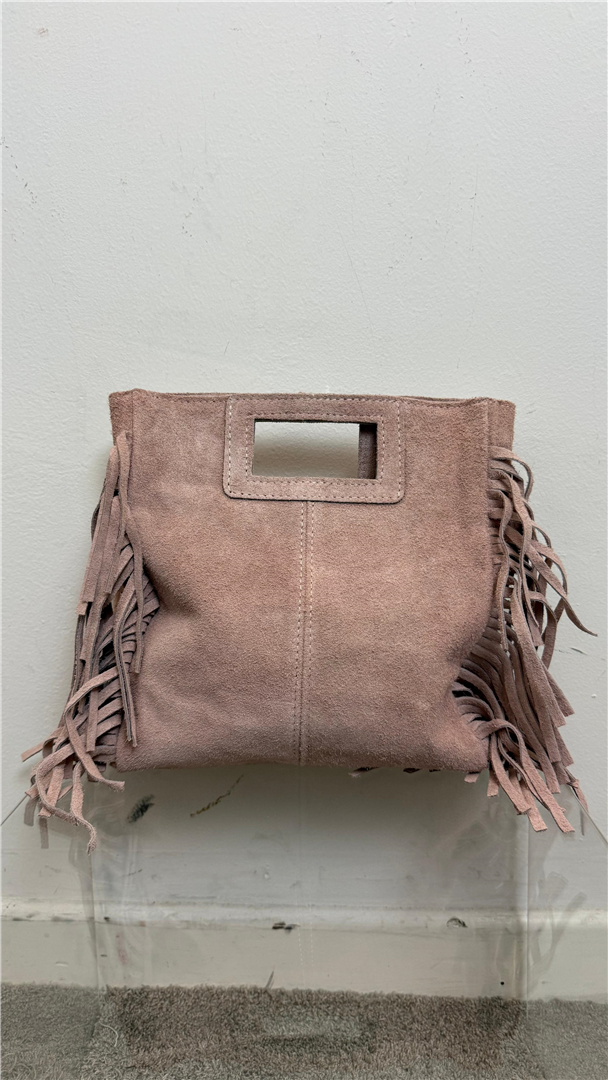 Borsa A Mano Con Tracolla E Frange Laterali, Lung. Cm 23 H. Cm 26 - Divisione Chickster's cod. M3597  color:rosa cipria