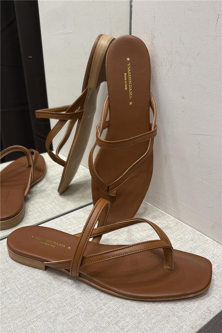 Sandalo Flat Infradito - Via Mondana cod. VD20  color:cuoio