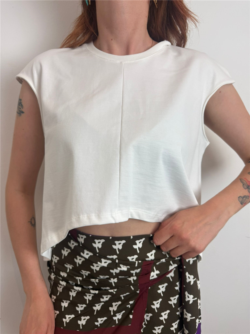 Maxi T Shirt Con Taglio Asimmetrico Sul Davanti - Vicolo cod. UAB0358  color:naturale