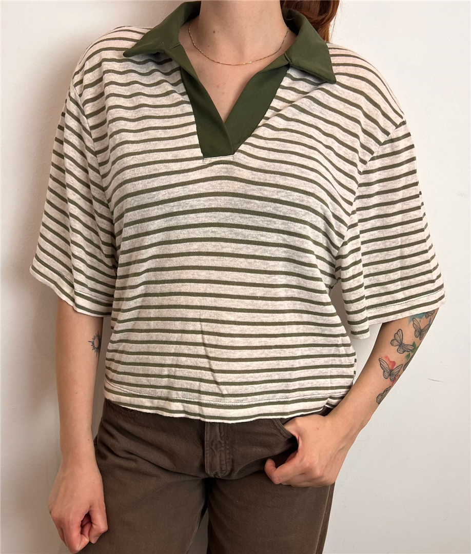 Maglia Polo A Righe - Philia Loft cod. V02F1104  color:salvia