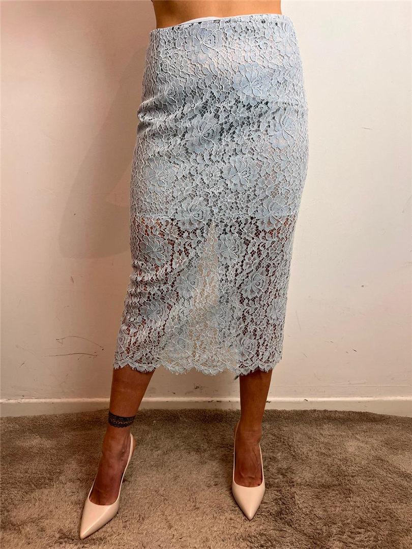 Gonna Midi In Pizzo Con Spacco Sul Retro - Imperial cod. GNP0LWT  color:sky
