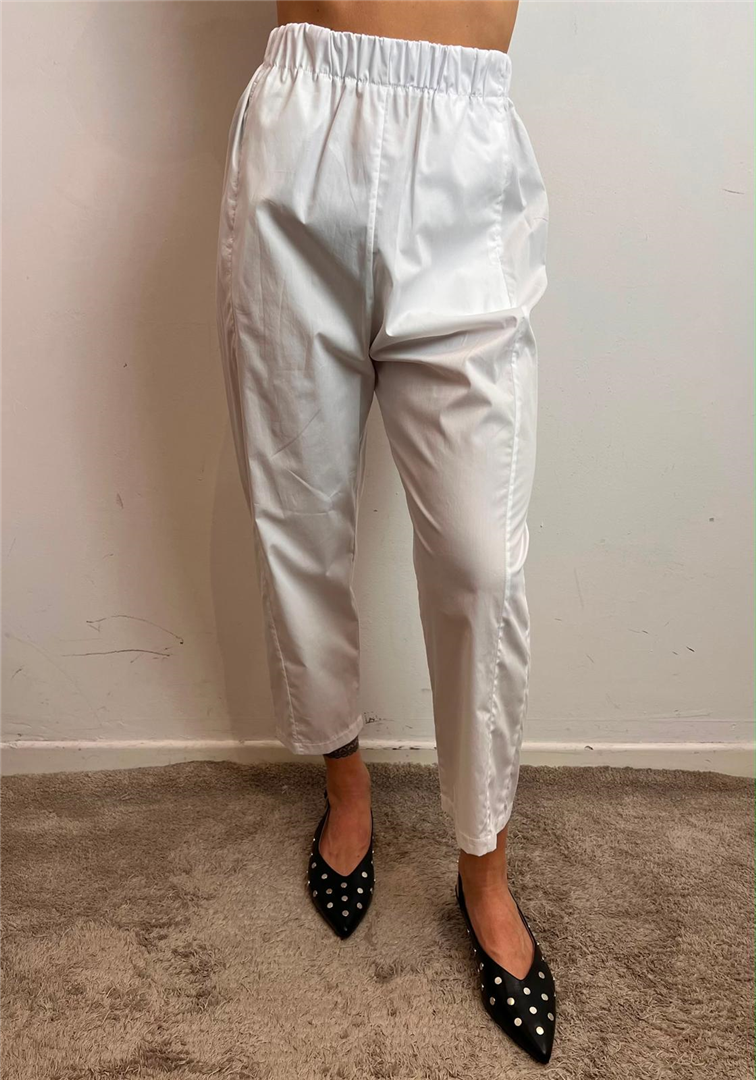 Pantalone In Popeline Con Elastico In Vita - Imperial cod. P4B5LFP  color:bianco