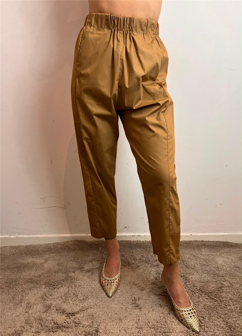 Pantalone In Popeline Con Elastico In Vita - Imperial cod. P4B5LFP  color:cognac