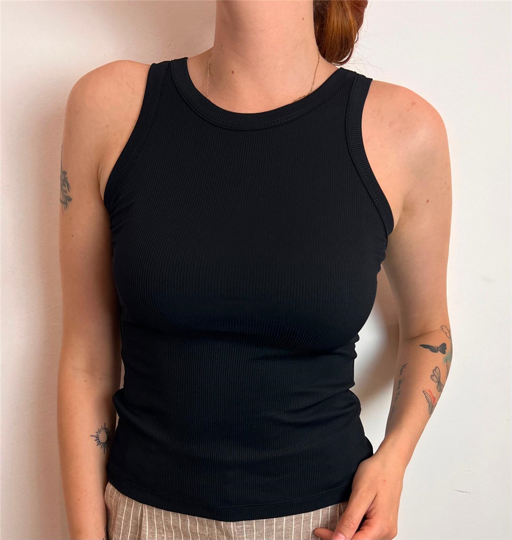Top Smanicato Girocollo Vestibilità Aderente - Imperial cod. RFH3LQM  color:nero
