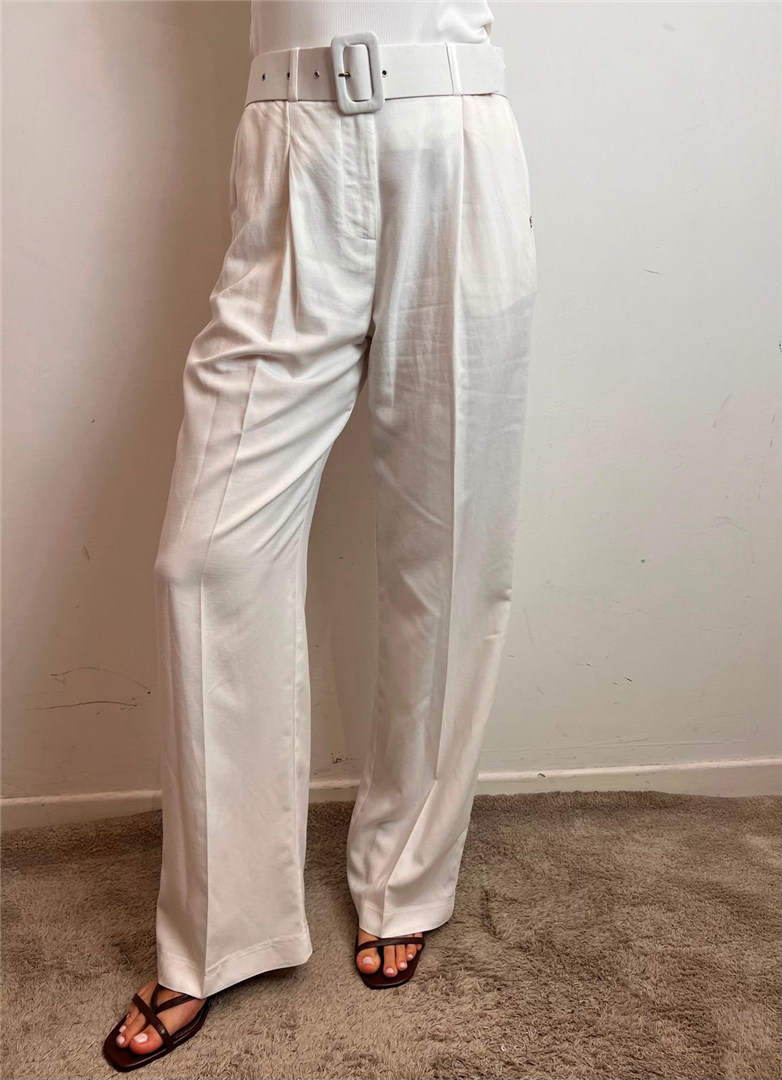 Pantalone Palazzo Con Cintura Misto Lino - Please cod. P3QCCMO000  color:panna