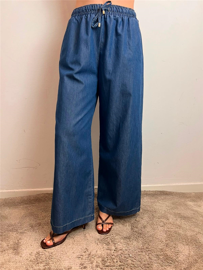 Pantalone Palazzo Chambray Con Coulisse - Please cod. P3OMBUJCDZ  color:blu denim