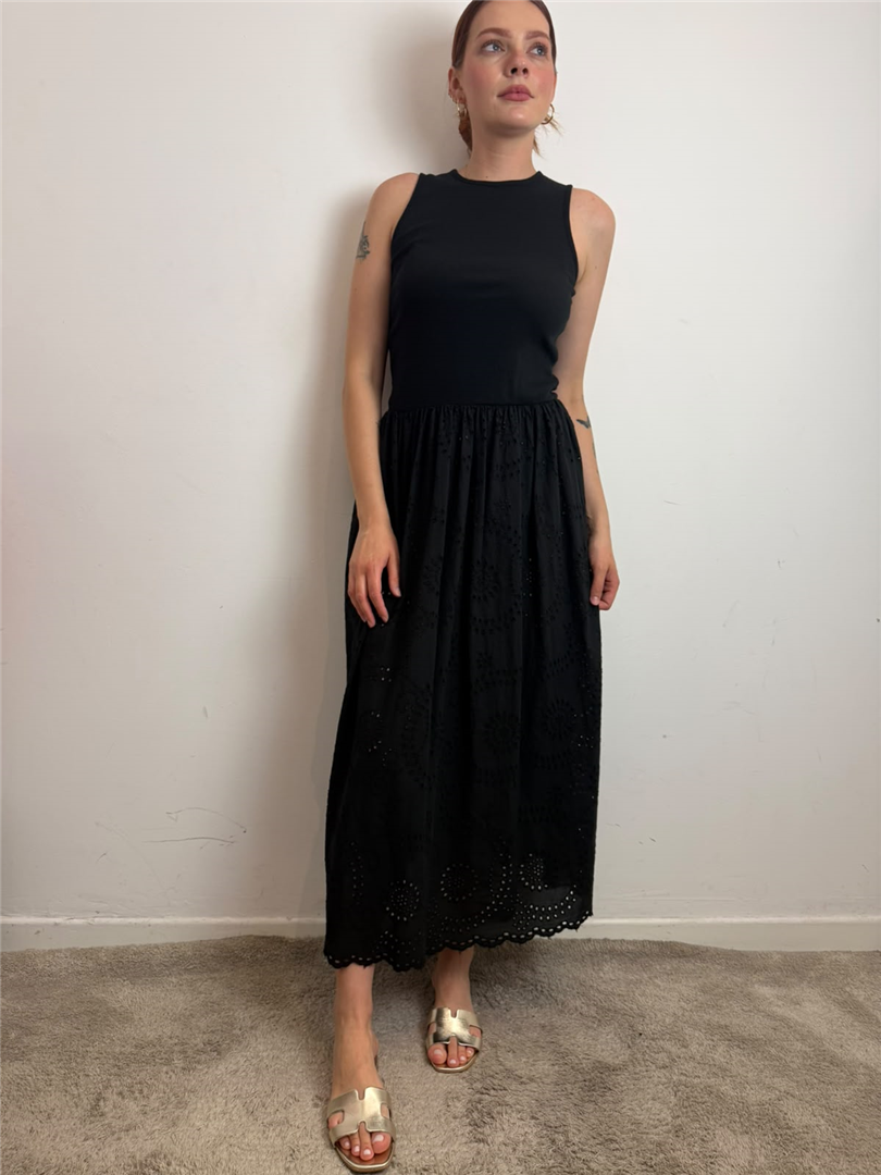 Abito Midi In Pizzo San Gallo - Vicolo cod. TAB2393  color:nero
