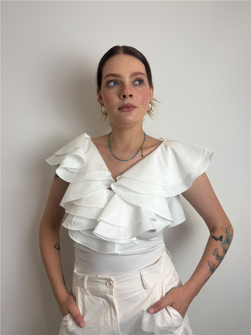 Body Con Volant Sulle Spalle - Imperial cod. B288LNR  color:latte