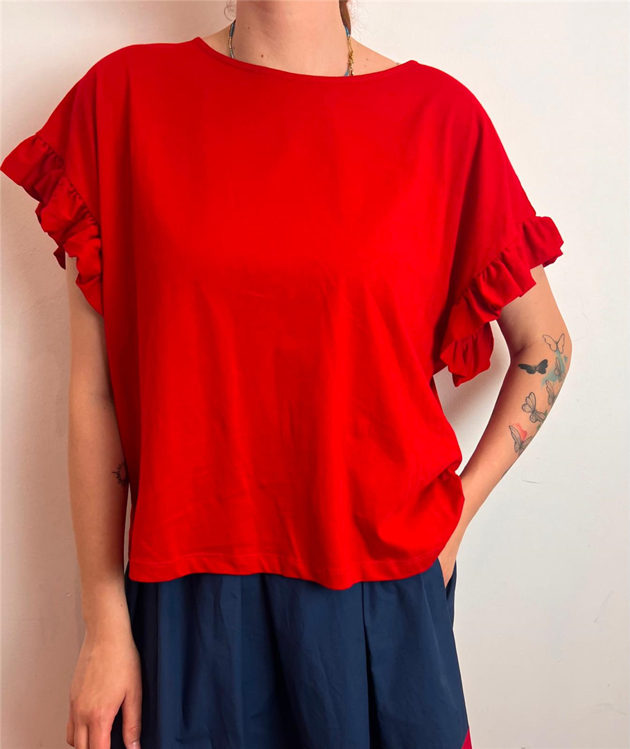 T Shirt Con Volant Sulle Maniche - Souvenir cod. S39M1819  color:celeste
