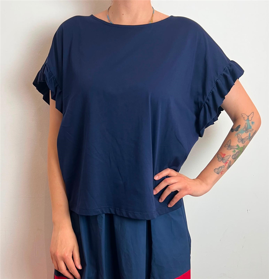 T Shirt Con Volant Sulle Maniche - Souvenir cod. S39M1819  color:blu