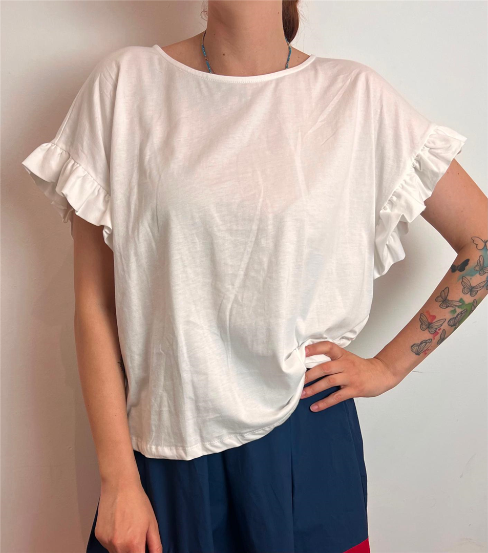 T Shirt Con Volant Sulle Maniche - Souvenir cod. S39M1819  color:panna