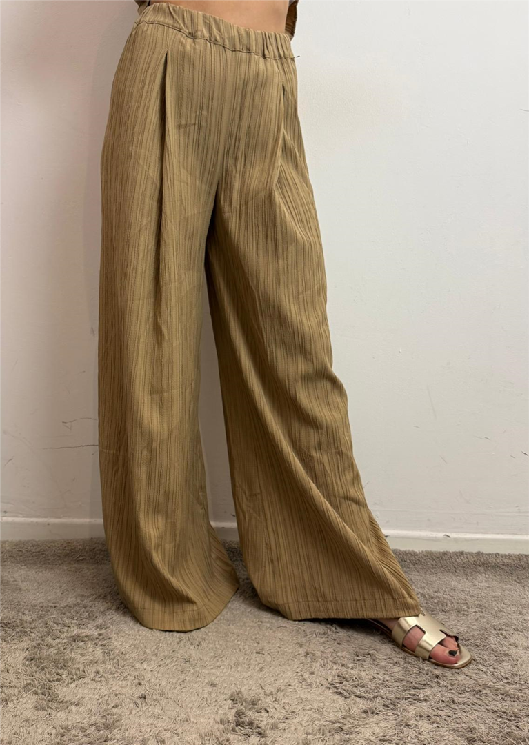 Pantalone Palazzo Elastico In Vita Con Pinces - Philia Loft cod. D02E1167  color:sabbia