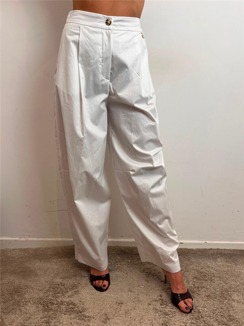 Pantalone In Popeline Con Elastico Sul Retro - Souvenir cod. W39S1670  color:bianco
