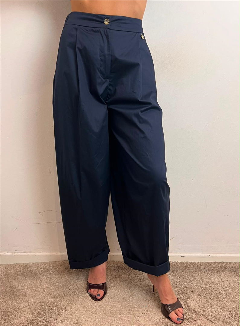 Pantalone In Popeline Con Elastico Sul Retro - Souvenir cod. W39S1670  color:blu
