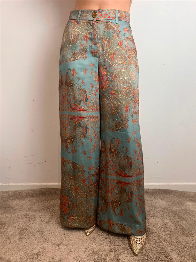 Pantalone Palazzo Motivo Fantasia - Souvenir cod. S39M1831  color:celeste