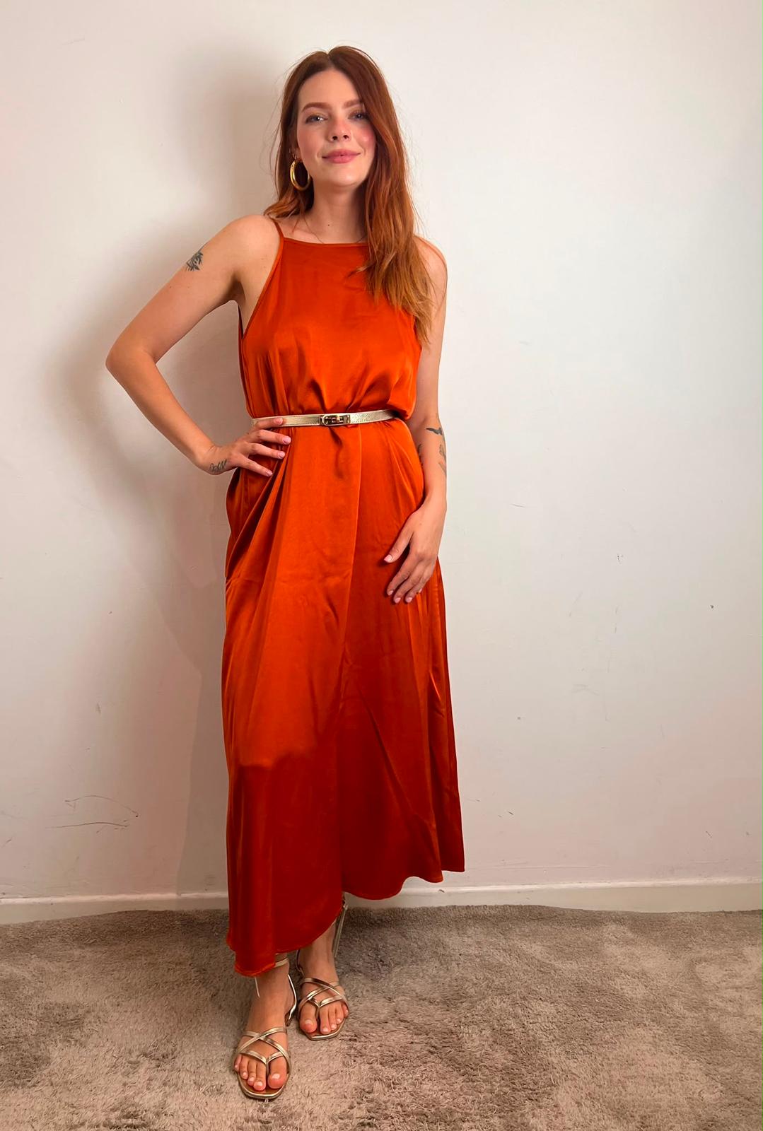 Abito Scollo V Dietro 100%vi - Haveone cod. AWG_Q021  color:rust