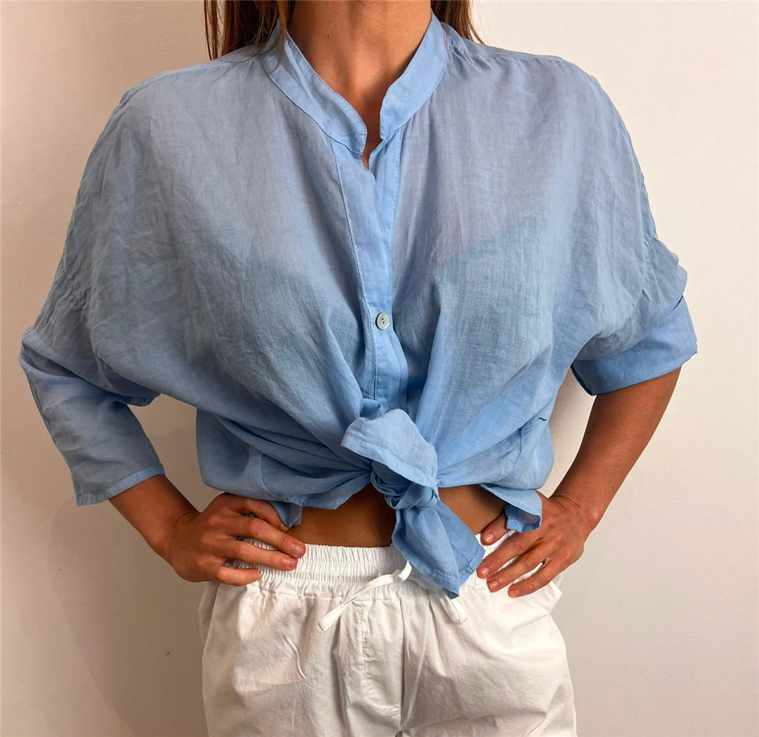 Camicia Voile Cotone 100%co - Haveone cod. CFL_Q387  color:azure