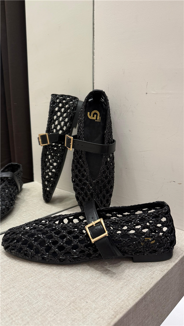 Ballerina In Rafia Lavorazione Intreccio - Gold&gold cod. FL282  color:nero