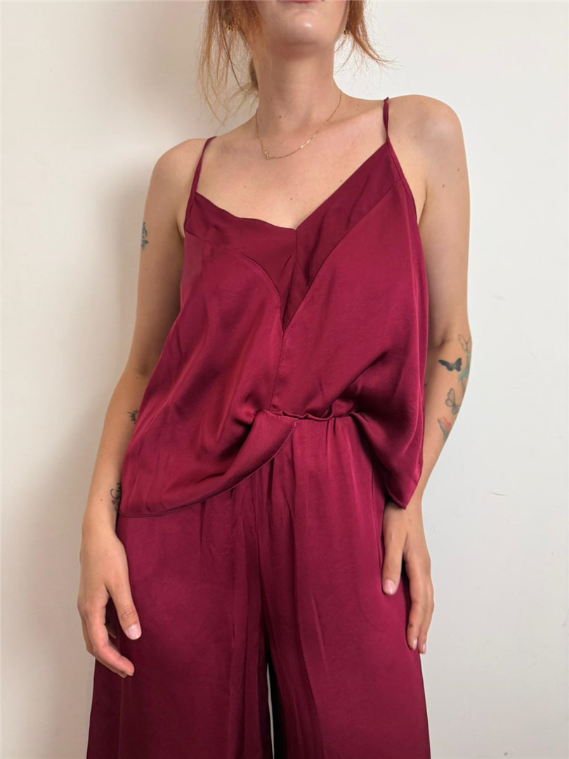 Top Raso Inserto Georgette - Haveone cod. RFL_Q201  color:melograno