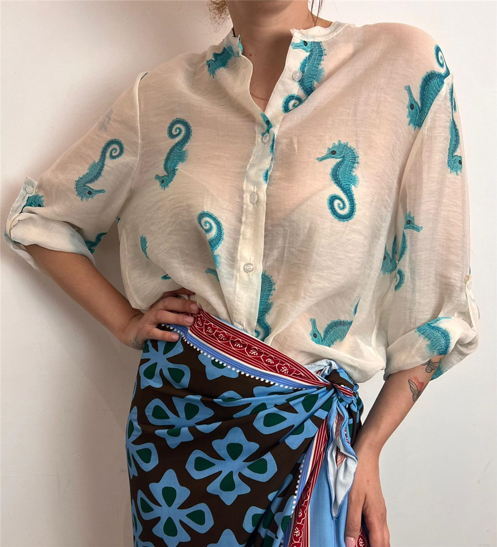 Camicia Misto Collo Alla Coreana - Haveone cod. CVS_Q449  color:fantasia