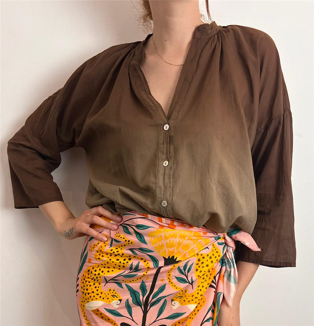 Camicia Mussola Sfumata - Haveone cod. CWG_Q419  color:moro