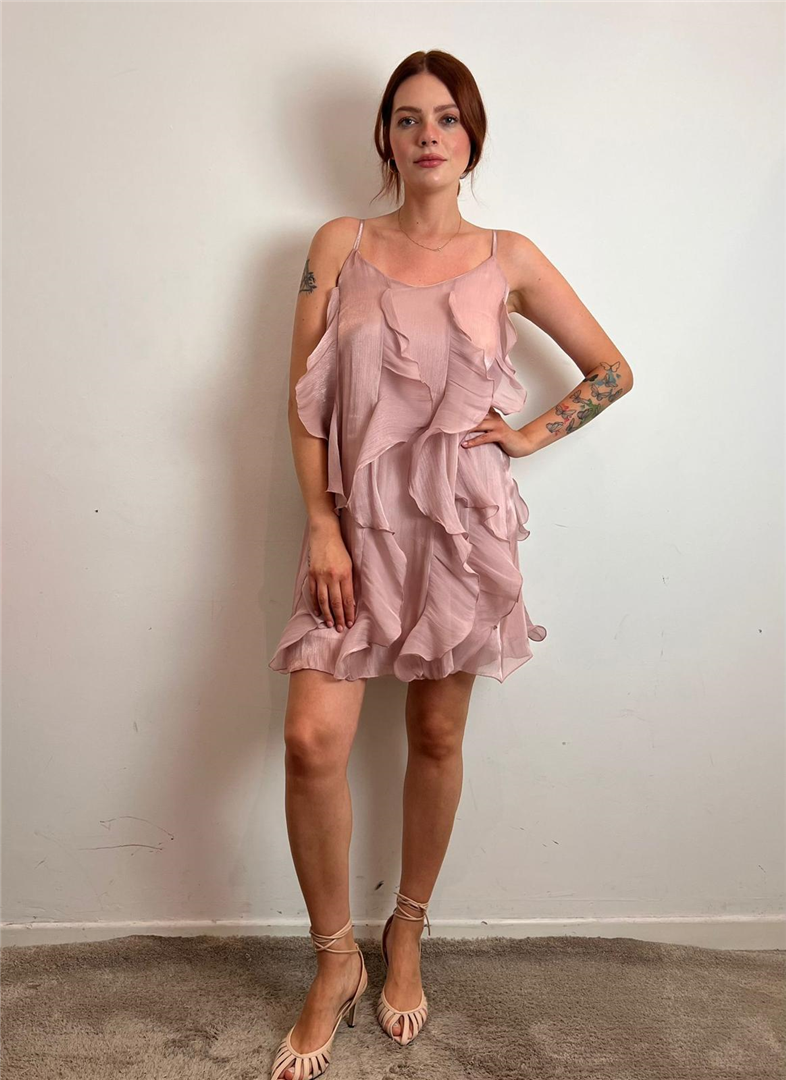 Abito Corto Con Volant - Souvenir cod. T39R1838  color:rosa