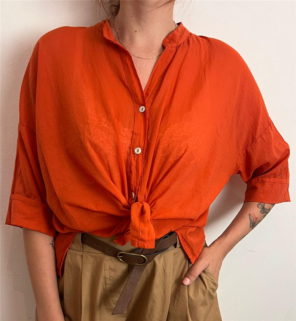 Camicia Voile Cotone 100%co - Haveone cod. CFL_Q387  color:papaya