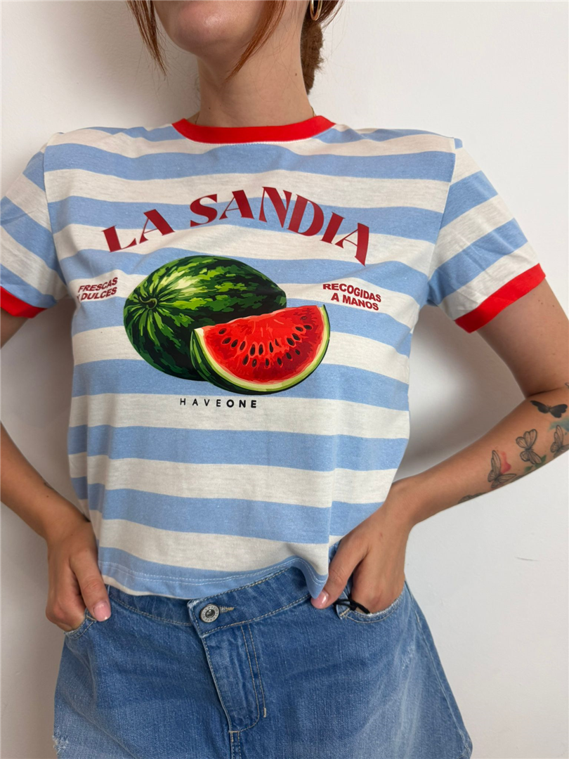 T Shirt La Sandia - Haveone cod. TSH_Q248  color:latte/cielo/rosso