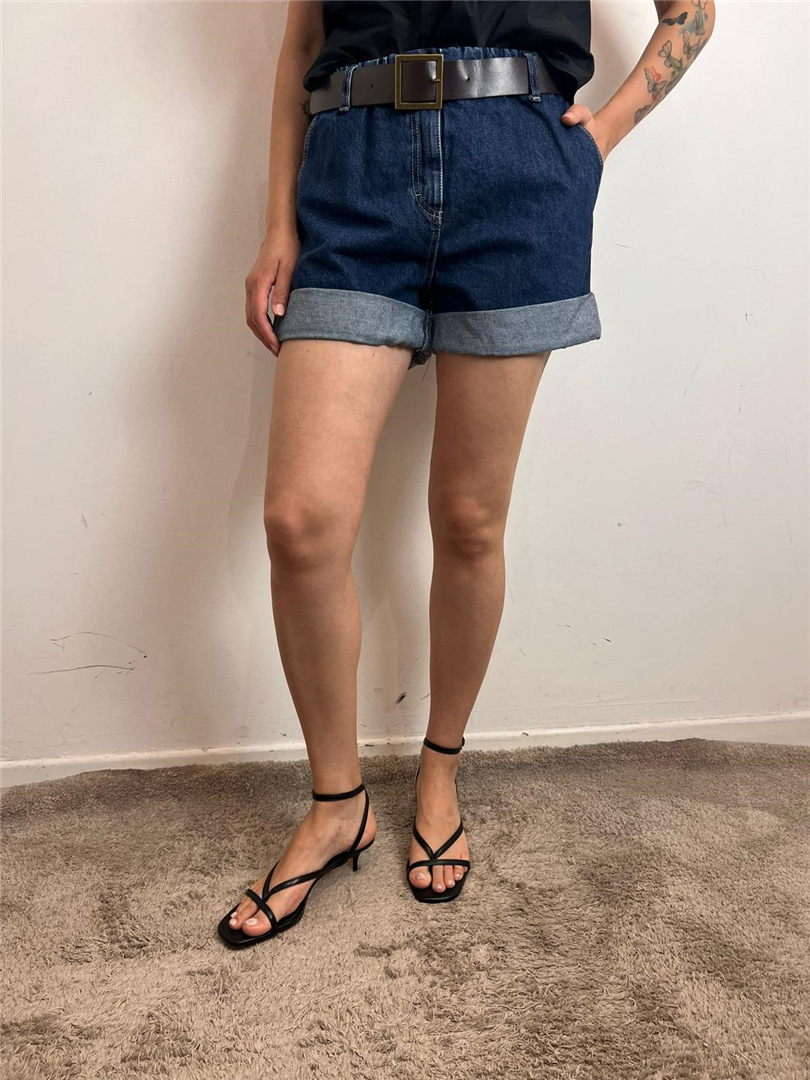 Shorts Regular Con Risvolto E Cintura - Please cod. D0JEAV2CCC  color:blu denim