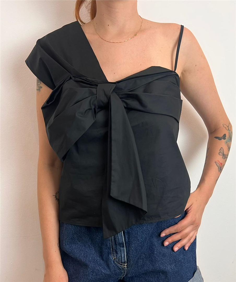 Top Monospalla Con Fiocco E Zip Laterale - Imperial cod. RJD3LFP  color:nero