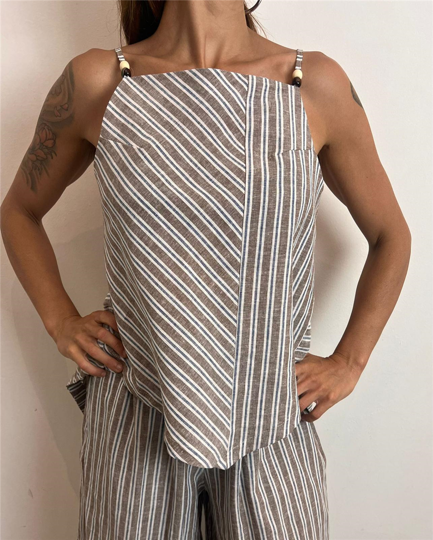 Top A Righe - Philia Loft cod. D02E1354  color:cioccolato