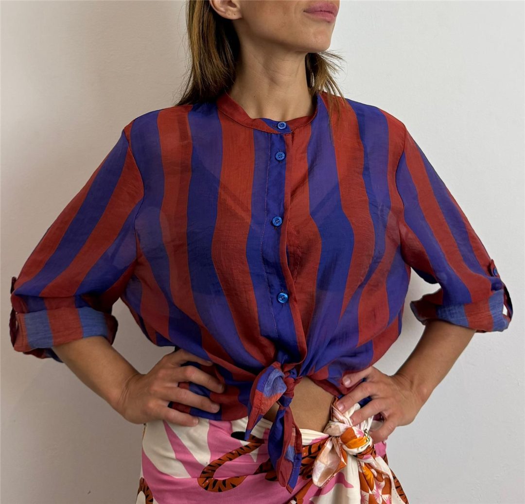 Camicia Eco A Righe - Haveone cod. CVS_Q422  color:riga india/bluette