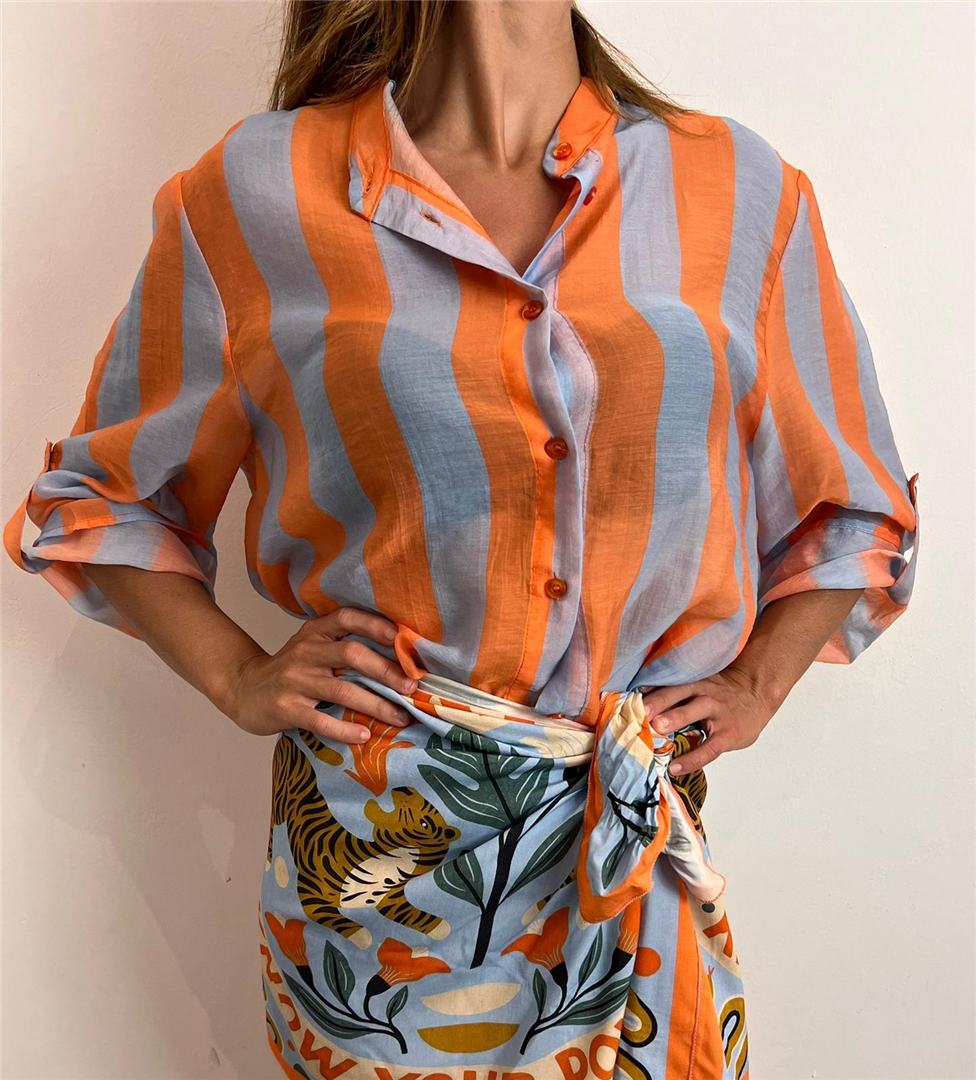 Camicia Eco - Haveone cod. CVS_Q422  color:riga petrolio/india