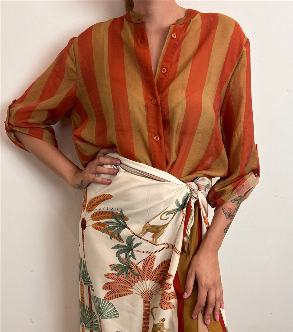 Camicia Eco - Haveone cod. CVS_Q422  color:riga tabacco/india