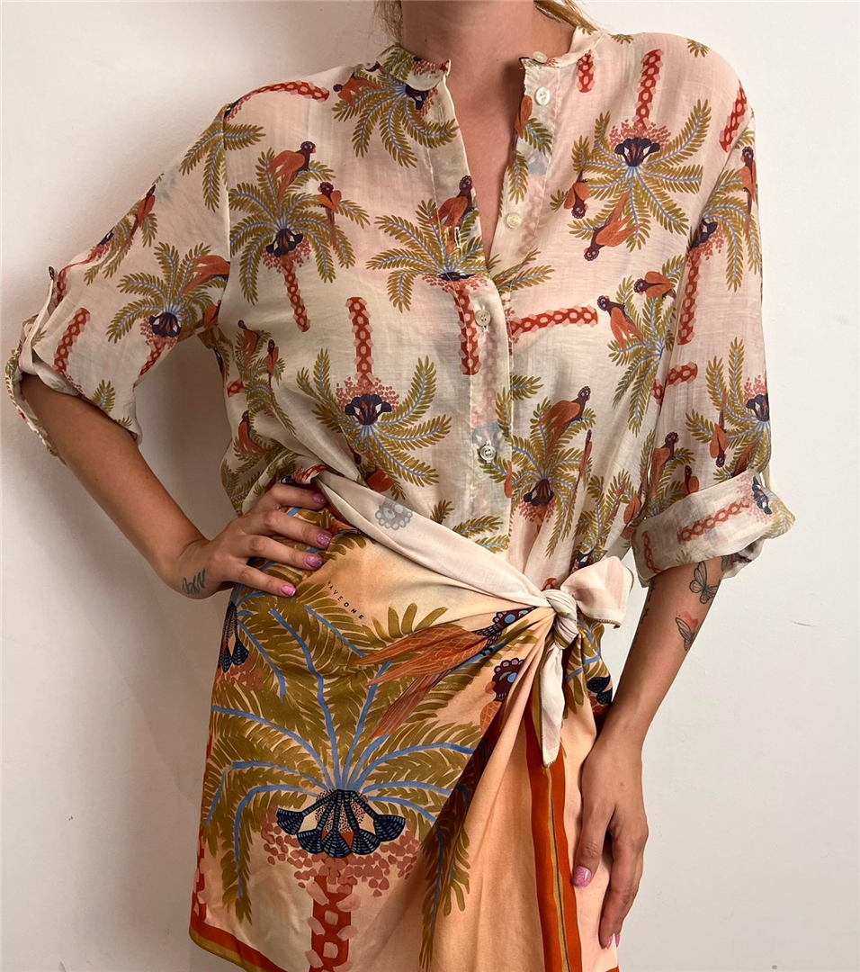 Camicia Collo Alla Coreana Pavoni - Haveone cod. CVS_Q495  color:pavoni tabacco