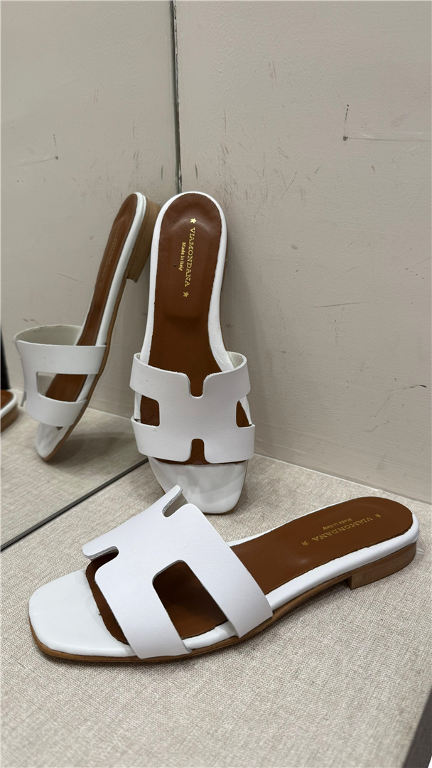 Sandalo Flat Con Fascia H - Via Mondana cod. VD01  color:bianco