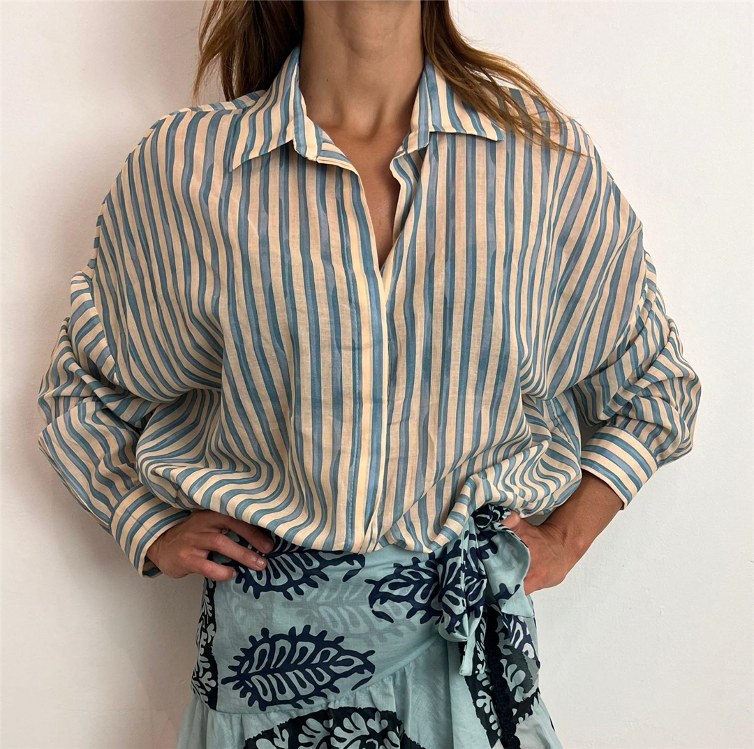 Camicia A Righe - Vicolo cod. TAB3393  color:vaniglia