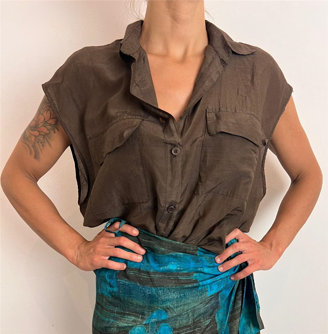 Camicia Giromanica Con Tasche Sul Davanti - Vicolo cod. TAB3093  color:moro