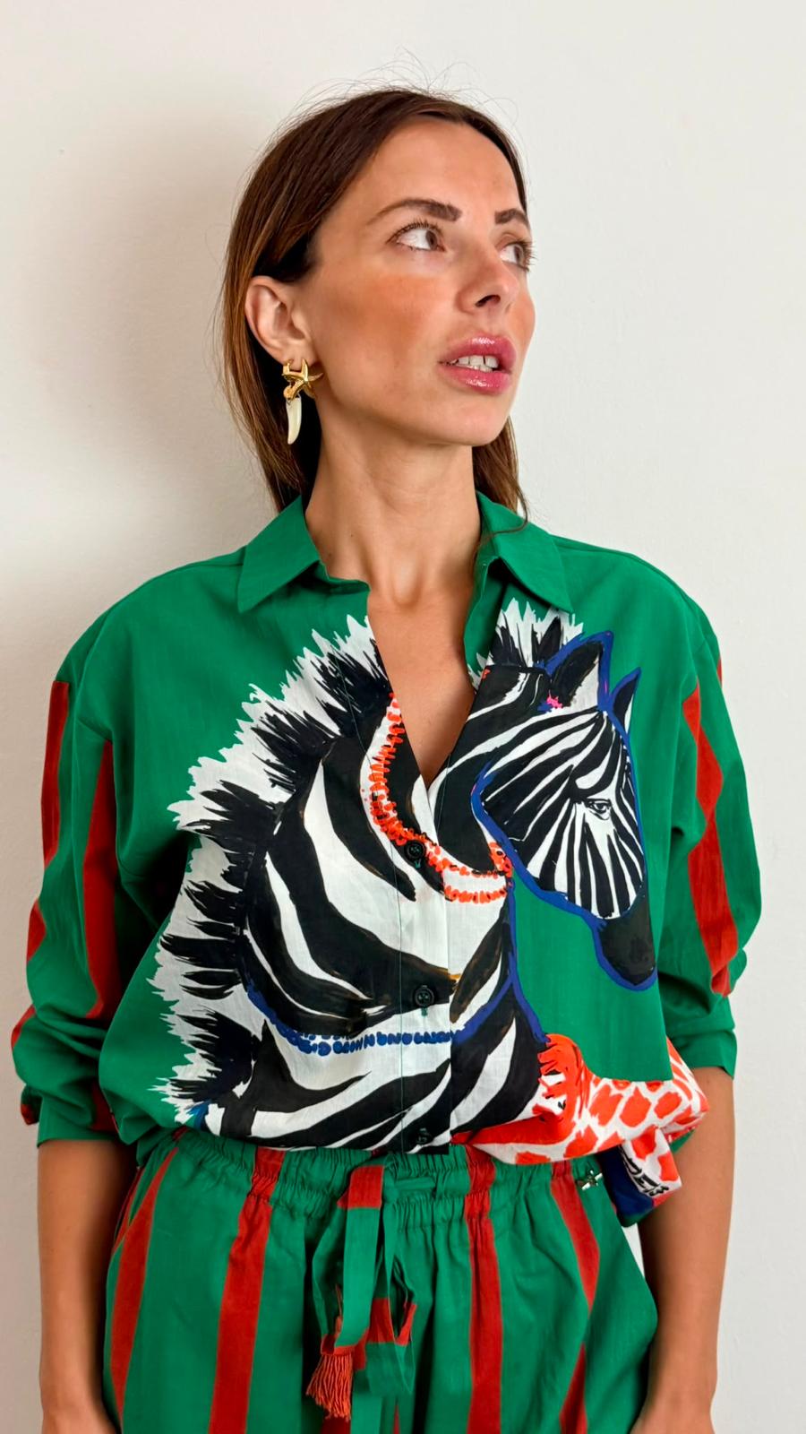 Camicia Fantasia Zebra - Souvenir cod. S39M2035  color:verde