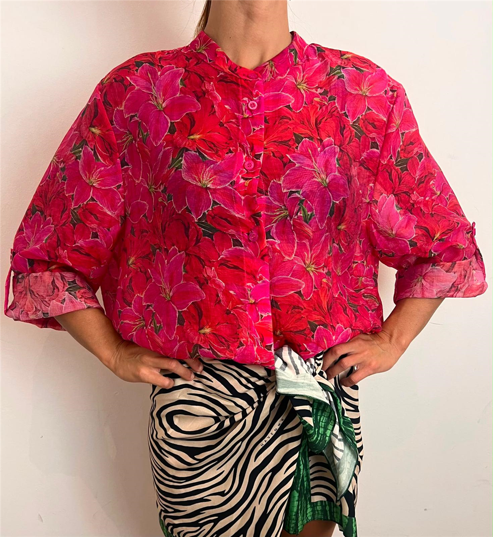 Camicia Stampa Fiore Rosso - Haveone cod. CVS_Q505  color:stampa fiore rosso
