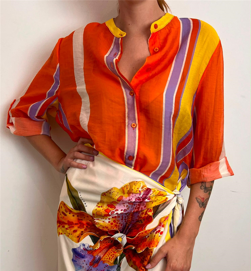 Camicia - Haveone cod. CVS_Q504  color:arancio/giallo
