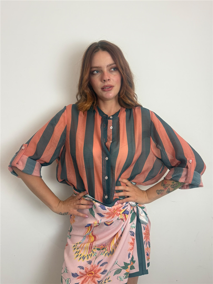Camicia Eco A Righe - Haveone cod. CVS_Q422  color:riga verde/rosa