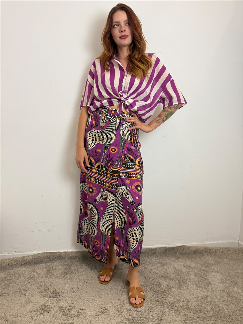 Gonna Lunga Pareo Fantasia Zebra - Vicolo cod. TAB3430  color:viola