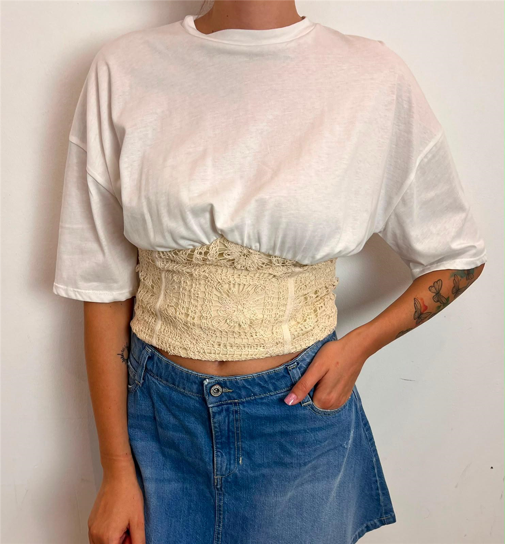 Tshirt Con Molla - Philia Loft cod. V02A1119  color:panna