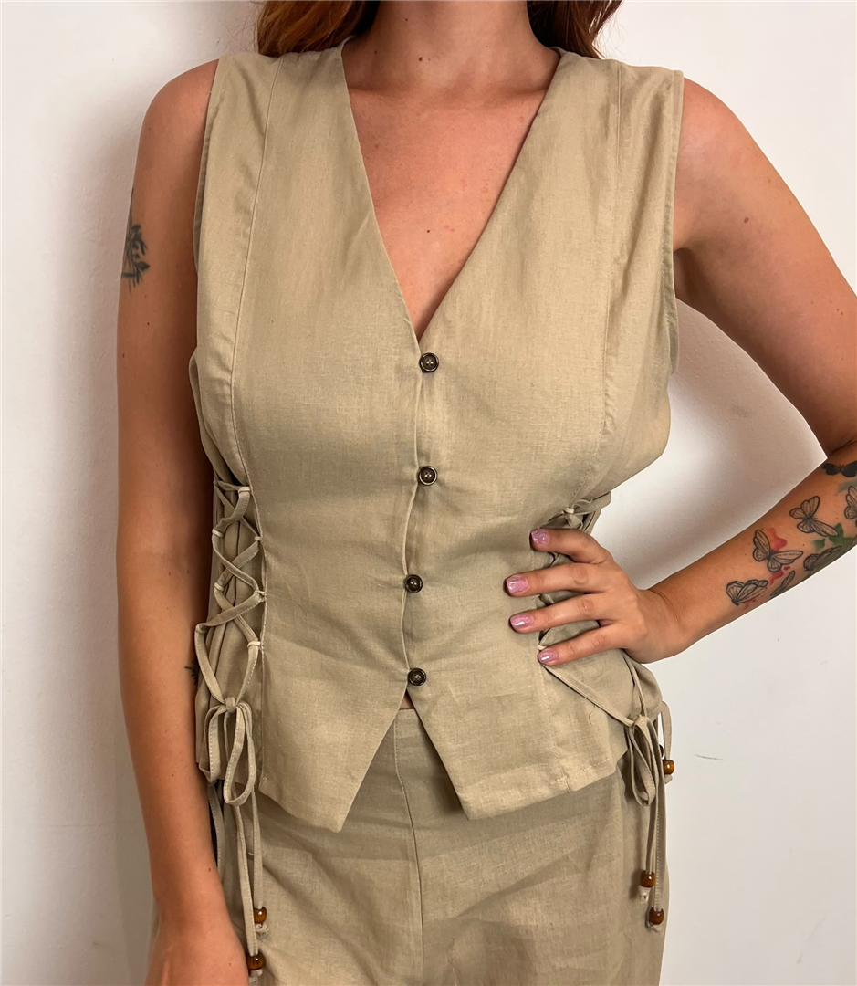 Gilet Con Laccetti Laterali - Souvenir cod. S39M1658  color:safari