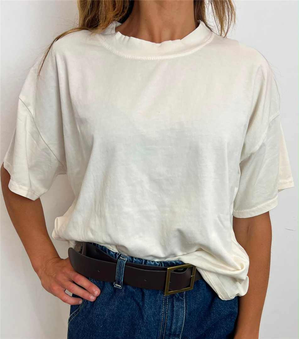 Maglia Scatola Paricollo M/corta - Haveone cod. MJS_Q017  color:burro