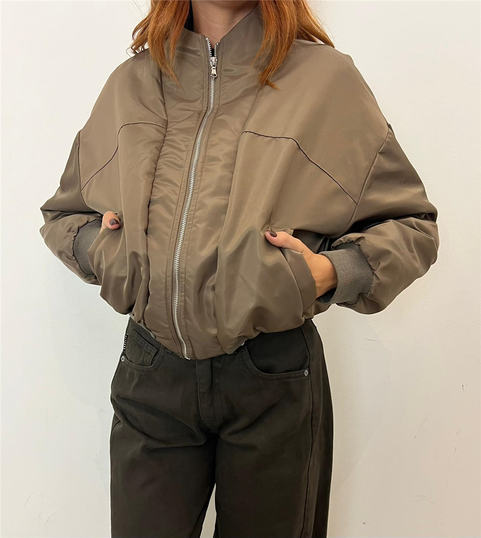 Bomber Zip Imbottito - Haveone cod. KNO_R046  color:tortora
