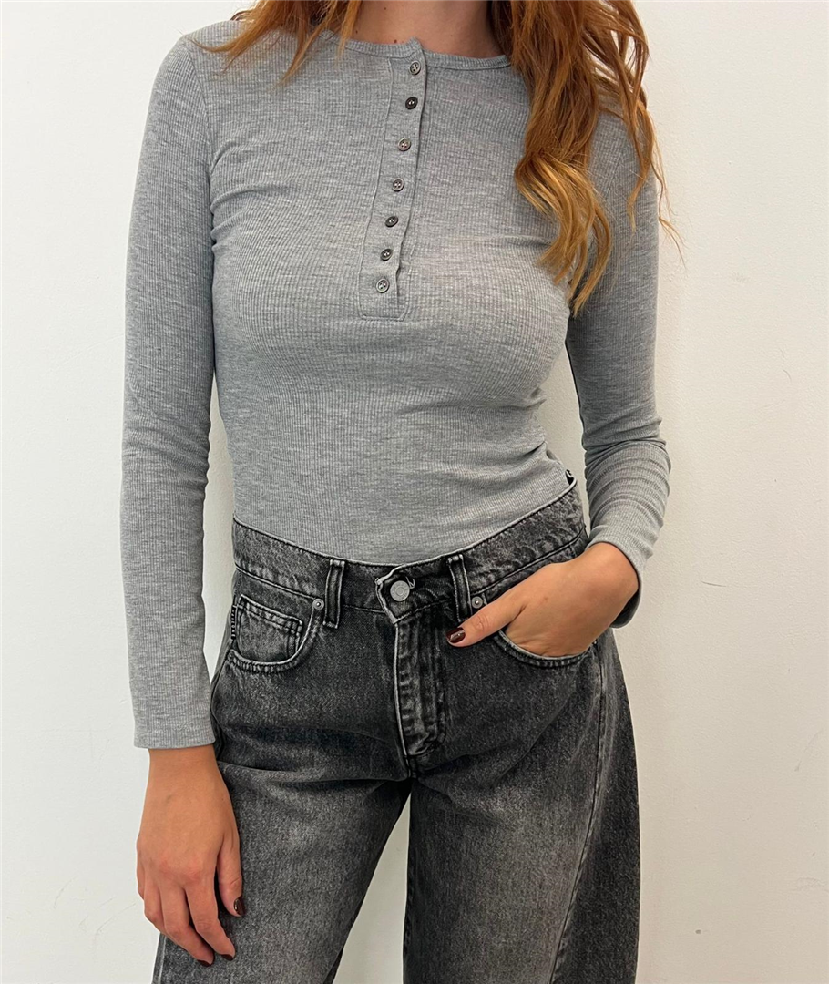 Tshirt Serafino Manica Lunga - Vicolo cod. UAC0044  color:grigio