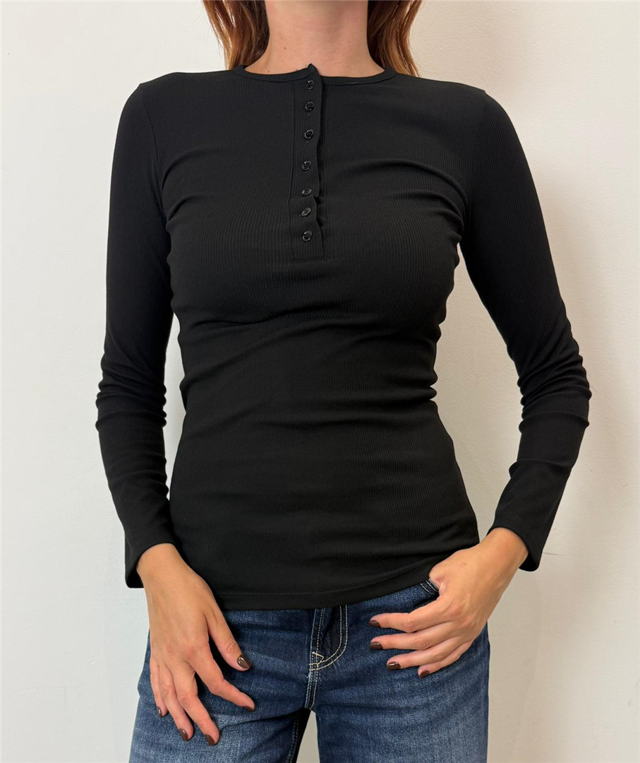 Tshirt Serafino Manica Lunga - Vicolo cod. UAC0044  color:nero