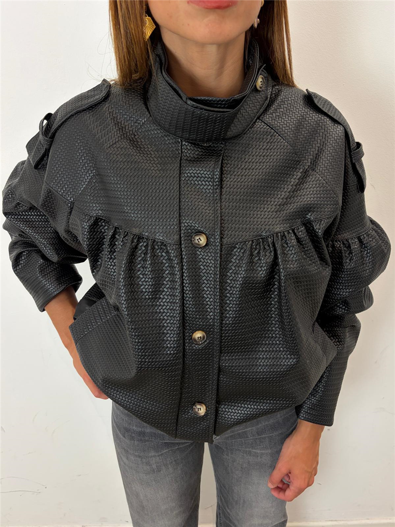 Bomber Intrecciato - Haveone cod. KNO_R044  color:nero